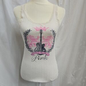 PINK Victoria's Secret - White Pajama Top w/ Graphic Front - (S)